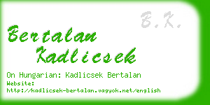 bertalan kadlicsek business card